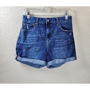 Gap Womens Size 10/30 Regular Denim High Rise Distressed Roll Cuff Jean Shorts